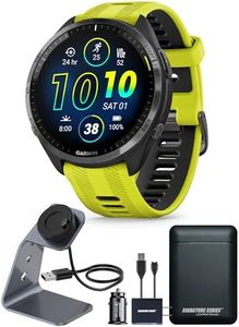 Garmin Forerunner 965 Advanced GPS Multisport Touchscreen Smartwatch, Yellow | Heart Rate Monitor, Training Stats, On-Device Workouts, Up to 13 Day Battery Life with Signature Series Power Bundle