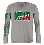 Tee Luv Men's Mountain Dew Long Sleeve Shirt - Do The Dew Soda Logo T-Shirt, Gray, M