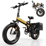 CYCROWN Knight Electric Bike for Adults – 1000W Peak Motor, 12.5Ah-90KM Range, 32KM/H Top Speed, 20"*4.0 Fat Tires, Full Suspension Off-Road eBike with Shimano 7-Speed Gears, for City & Trail Riding