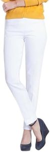 SLIM-SATION Women's Wide Band Pull On Ankle Pant with Tummy Control, White, 8