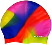 Maru Long Hair Swimming Hat, 100% Silicone Swim Cap, Unisex Adult Swimming Cap, Lightweight Swimming Caps for Men and Women, Waterproof, Comfortable and Durable Swim Hats (Pink/Blue/Red, One Size)