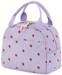 Bluboon Lunch Bag for Women Men Cute Corduroy Lunch Tote Bags Reusable Insulated Lunch Box Large Capacity Reusable Insulated Cooler for Work Picnic or Travel (Corduroy strawberry purple)