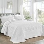 ENJOHOS California King Quilt Set, Oversized King Bedspread 120x120, Extra Lagre King Size Quilts for Bed, Lightweight Reversible Microfiber 3Pieces Cal King White Coverlet