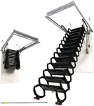 INTSUPERMAI Attic Ceiling Ladder Ti-Mg Alloy Retractable Folding Extension Loft Stairs Scissor Structure Attic Stairs Pull Down Ceiling Max 10.5ft Height (31.5×35.43in Black)