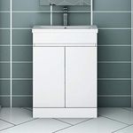Acezanble 500/600mm Modern Bathroom Vanity Unit with Basin,Freestanding Wall Hung Cabinet Sink,MDF Board (Type A, 500mm-White)