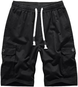 Msmsse Men's Hiking Cotton Cargo Shorts Summer Workout Casual Shorts with Multi Pockets Black US 42