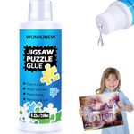 240mL Jigsaw Puzzle Glue Clear with Sponge Head Applicator, Puzzle Saver Frame for 3000/4000/5000 Pieces Puzzle of Paper & Wood, Water-Soluble Special Art Craft Puzzle Guard Glue, Quick Dry