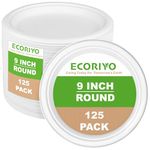 ECORIYO 9-Inch Round Disposable Plates Bagasse Sugarcane Plates - 125-Pack of Biodegradable Plates, Eco Friendly Disposable Tableware - Freezer-Safe & Microwave-Safe Picnic or Party Plates - White