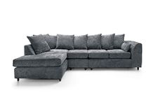 Abakus Direct Harriet Corner Sofa - Dark Grey Crushed Chenille - Large L Shaped Couch Unit for Living Room - Range Includes 2 Seater, 3 Seater, U-Shaped Sofa & Footstool - Corner Plus Left