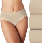 Bali Women's Comfort Revolution Modern Seamless Brief Underwear, No-Show Panties, 3-Pack, Taupe/Taupe/Taupe, 7