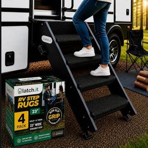 LATCH.IT RV Step Covers 4 Pack | 23" Wide Camper Step Carpet Covers | Camper Step Covers | RV Step Carpet Best Fits 8-11" Deep RV Stairs | Keep Your RV Cleaner with Our RV Stair Covers!