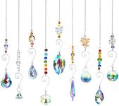 Crystal Suncatchers, RIFNY Hanging Crystals Ornament Sun Catcher with Chain, 9 Pack Glass Beads Ball Prisms Pendant Rainbow Maker for Window Home Office Garden Decoration