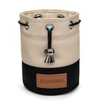 BAIRBRE Golf Valuables Pouch,Bucket Waist Design Golf Pouch Bag with Drawstrings Golf Tee Bag Pouch Leather Golf Tee Pouch Golf Ball Bag for Men Women (Khaki+Black)