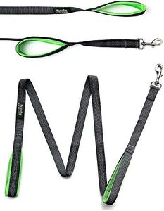 Mighty Paw Dual Handle Dog Leash - Reflective Lead with Two Handles - Dual Dog Leash Long - 2 Handle Dog Lead - Dog Leash with Traffic Loop Dog Leash 6 Foot (Grey/Green)