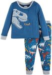 Mud Pie Boys Children's Dino Glow Toddler Pajama Set Blue