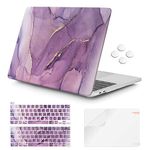 iCasso Compatible with MacBook Pro 13 inch Case 2022 2021 2016-2020 Release A2338 M2/M1/A2159/A1989/A1706/A1708, Hard Shell Case with 5 Rows Keyboard Cover&Screen Film for MacBook Pro 13" (Purple)