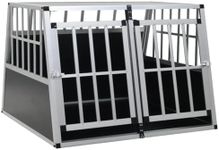 vidaXL Aluminium & MDF Dog Cage with Double-Door, Lightweight, Portable and Easy Assembly - Silver Color, 94x88x69 cm