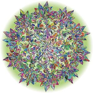 Bgraamiens Puzzle-Magic Tree of Life -1000 Pieces Colorful Leaves Mandala Challenge Blue Board Round Jigsaw Puzzles