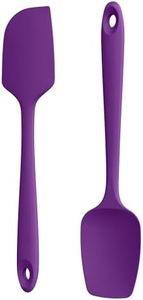 U-Taste Silicone Flat & Spoon Spatula: 315℃ Heat Resistant 28.9cm Long Baking Scraper, Flexible Seamless Rubber Kitchen Cooking Mixing Utensil with Upgraded Non-Stick Surface (Set of 2, Purple)