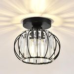 ZYDTRIP Crystals Ceiling Light Fixtures Chandelier, Small Semi Flush Mount Ceiling Light Fitting for Hallway Entrance Kitchen Bedroom Dining Rooms Living Rooms Bar (Black)