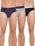 U.S. Polo Assn. Mens Elasticized Waist Pure Cotton I006 Briefs - Pack Of 3 (BLACK/GREY MEL/DENIM MEL M)