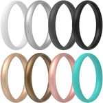 ThunderFit Super Thin Stackable Silicone Rings Wedding Bands - 8 Rings (3.5-4 (14.9mm)