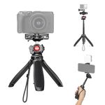 NEEWER TP38 Phone Camera Tripod, 15" Extendable Selfie Stick Metal Tripod Stand with Phone Holder, Action Camera Adapter Compatible with Hero 12 11 10 9, 360° Ball Head Travel Tripod for Vlogging