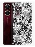 AtOdds - VIVO V29e - Mobile Back Skin Sticker - Lamination - Rear Screen Guard Protector Film Wrap (Coverage - Back+Camera+Sides) (Design -B&W Graffiti)