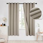 Deconovo 100% Blackout Curtains with Double-sided Faux Linen, Eyelet Curtains, Modern and Fashion Thermal Curtains for Girls Bedroom, 66x72 Inch(Width x Length), Linen, 2 Panels