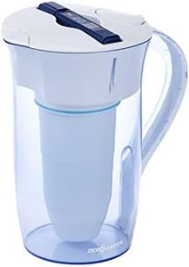 ZeroWater 10 Cup Round Water Filter Pitcher, White and Blue