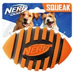 Nerf Dog Spiral Squeak Rubber Football Dog Toy, Medium/Large, Orange