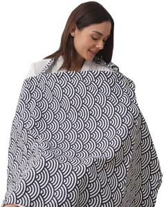 Insular Nursing Cover for Breastfeeding, Infant Feeding Cover Breathable Cotton Privacy Breastfeeding Apron, Black Wave)