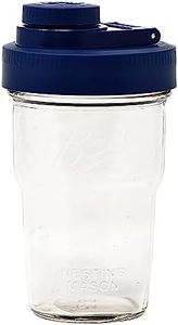 Brewing America Nesting Jar with Drinking Lid as Travel Cup, 1 Pint (16 oz) with Blue Pouring Lid on Wide Mouth Ball Nesting Mason Jar, To Go Drink Cup, 1-Pack