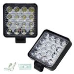 APSMOTIV 5" Square 16 LED Fog Light Waterproof 12V-24V Led Flood Lamp Offroad Driving Work Light for Car, Truck/Pickup, Jeep, SUV, ATV And UTV Motorcycle LED Lights Aluminium (White, 2 PCS)