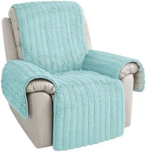 RBSC Home Plush Recliner Slipcover 23 Inches Baby Blue Chair Covers Artificial Wool Lazy Boy Cover Quilted Cover for Recliner Chairs and Furniture Soft Warm