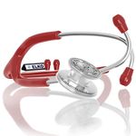 ELKO EL-160 Primus III AL Aluminum Head Stethoscope For Doctors and Medical Students | Double Sided Chest Piece For Adult & Pediatric Patients | U-Shaped PVC Tubing | Soft Sealing Ear Knobs (Red)