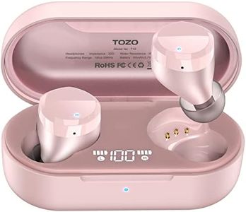 TOZO T12 Wireless Earbuds Bluetooth Headphones Premium Fidelity Sound Quality Wireless Charging Case Digital LED Intelligence Display IPX8 Waterproof Earphones Built-in Mic Headset for Sport Rose Gold