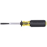 KLEIN TOOLS 6024K Slotted Screw-Holding Screwdriver, 1/4-Inch Split-Blade Flat Head Driver, Positive Gripping Action, Cushion Grip Handle