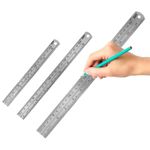 3 Pieces Stainless Steel Ruler Viaky Metal Ruler, 12 Inch(30cm) + 8 Inch(20cm) + 6 Inch(15cm),Perfect Straight Edge for Easy Measurements (Heavy Duty Stainless Steel)