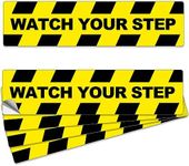 Fulmoon 4 Pcs 20 x 5 Inch Watch Your Step Tape Self Adhesive Anti Slip Watch Your Step Sign Water Resistance Floor Decals Stickers Caution Vinyl Decal for Safety Indoor Outdoor Workplace Wet Floor