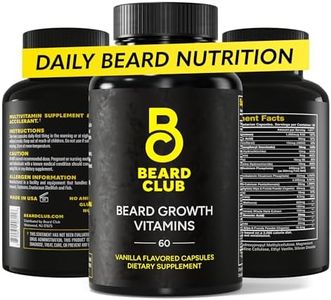 The Beard Club - Biotin Beard Growth Vitamins - Support A Thicker Fuller Beard, Fill in Patches - Minerals & Multi-Vitamins Help Support and Stimulate Healthier Facial Hair Growth