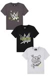 WWE 3 Pack Kids T-Shirts Boys Multipack (7-8 Years) Grey