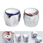 2 Sets Faucet Handle Knob Replacement Sink Tap Standard Hot Cold Tap Top Head Covers Chrome Plated Red and Blue Tap Top for Leaking Aging Taps