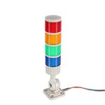 LUBAN Led Signal Tower Stack Lights, Industrial Signal Warning Lights, Column Tower Lamp Andon Lights with Rotatable Base, Steady/Flashing Light Switchable,12V 24V DC(4-Layer, with Buzzer)