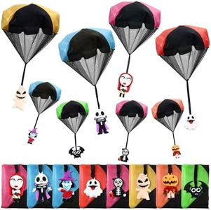 8 Pack Halloween Parachute Toy,Nightmare Before Christmas Parachute Toy,Tangle Free Throwing Toy Parachute,Outdoor Children's Flying Toys,Halloween Party Favors,Halloween Treat Bag Stuffers Gifts Kids
