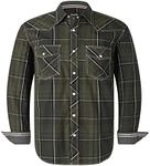 VENZULIA Men's Western Snap Shirt Long Sleeve Regular Fit Plaid Shirts, Military, 3X-Large