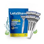 LetsShave Pro 6 Portable Razor for Men, Pack of 6 Disposable Razors | World's 1st 6 Blade Razor for Men |Smooth & Comfortable Shave