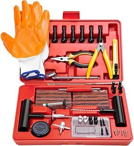 AUTOWN Flat Tire Repair Kits, 62 Pcs Universal Tire Plug Kit Heavy Duty Flat Tire Puncture Repair Kit for Cars, Trucks, Motorcycles, ATV，RV, Jeep, Tractor, Trailer (Red)