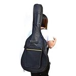 TRIXES Full Size Guitar Bag with Shoulder Straps - Waterproof Padded Case - Bass, Acoustic & Classical Guitar Gig Bag - Perfect for Travelling - Black