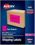 Avery High-Visibility Neon Magenta Shipping Labels for Laser Printers 5-1/2" x 8-1/2", Pack of 200 (5948)